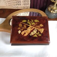 Vintage Wood Inlay Music Box Violin Floral - Plays ♫ O Sole Mio ♫ -Made in Italy picture