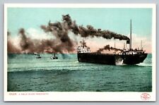 A Daily River Procession Ships At Sea Postcard - udb picture