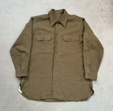 Vintage Military Shirt Men’s 2XL WWII Brown Wool Long Sleeve Button Up US Army picture