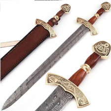 EGKH Damascus Viking Sword - Hand Made with Genuine Leather Scabbard & Shoulder picture