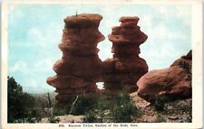Postcard Siamese Twins Garden of the Gods Colorado Vintage Advertising 3.5X5.5