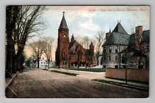 Postcard 1907 MA Town Hall Library Scenic Street View Fairhaven Mass picture
