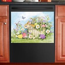 Spring-Time Floral Basket w/ Easter Bunny & Eggs Kitchen Dishwasher Cover Magnet picture