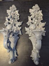 VTG Pair HOMCO Grey Ornate Wall Sconce Candle Holder  Hollywood Regency picture