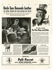 1941 POLL-PARROT Shoes for children Uncle Sam Vintage Print Ad STAR BRAND picture