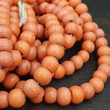 AA BEAUTIFUL OLD AFRICAN  Coral orange GLASS Vintage 9mm BEADS Long Strands picture