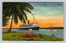 Miami FL-Florida, SS Florida Passing Channel  Vintage Souvenir Postcard picture