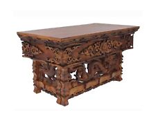 DharmaObjects Solid Indian Elm Wood Hand Carved Shrine Altar Meditation Table... picture