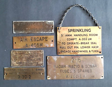 Vintage Lot Of 6 USN Navy Metallic & Brass Tags Nameplates Signage picture