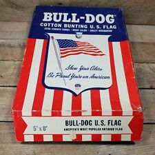 VTG Bull Dog Cotton Bunting U.S. Flag 5' x 8' W/ Paper & Box Flew Over Capital picture