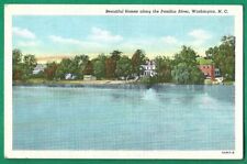 Washington NC Beautiful Homes Along The Pamlico River Vintage Postcard picture