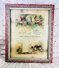 vtg Marriage certificate from 1925 framed under glass 19