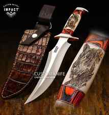IMPACT CUTLERY CUSTOM ART BOWIE KNIFE | ENGRAVED CAMEL BONE HANDLE- 1712 picture