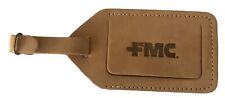 FMC Chemicals Brown Leather Luggage Tag Food Machinery Corp Unused Vintage Suede picture