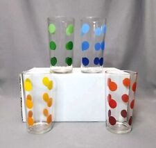Vintage Polka Dots Juice Tumblers Retro Drinking Glass Set of 4 Glasses 10 oz picture