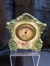 Clock Antique Gilbert Green Porcelain China Case Not Running Beautiful 6 1/8