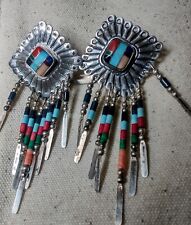 VTG QT Quoc Trading Earrings Turquoise Coral Chandelier Sterling Silver 925 Rare picture