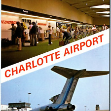 c1980s Charlotte, NC Greetings International Airport Piedmont Airplane 4x6 PC M1 picture
