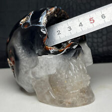 556g Natural Crystal Specimen. Geode agate. Hand-carved. Exquisite Skull.GIFT.TQ picture