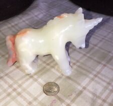 Unique Miniature Unicorn Rust Agate Stone Carved BY HAND figure 6x4 in 1 lb VNTG picture