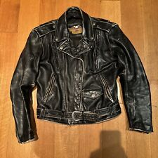 VTG Harley Davidson Women's Black Leather Riding Jacket, Nice And Worn, Size S picture