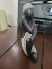 Vintage Shona Stone Sculpture Pondering Women African Abstract Art 6” Tall picture