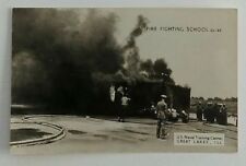 RPPC Great Lakes IL US Naval Training Center Fire Fighting School Postcard Vitg picture