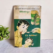 1940s Vintage Allenburys Haliborange Vitamin Tonic Advertising Metal Sign TS157 picture