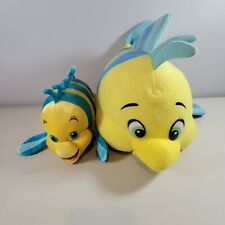 Little Mermaid Flounder Plush Lot of 2 Toy Stuffed Fish Authentic Disney Parks picture