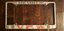 Vintage V.F.W. Member License Plate Metal Frame.   picture
