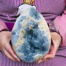 7.32LB Natural Beautiful Blue Celestite Crystal Geode Cave Mineral Specimen 2302 picture