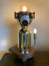 Vintage Puppy Dog Light Lamp Mid Century Modern Brass Wood Metal Deco Torino MCM picture