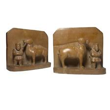Vintage Carved Chinese Soapstone Bookends Camel Natural Stone  picture
