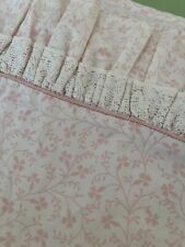 Vtg LAURA ASHLEY FULL Size Flat Sheet Pink Flowers & Lace Ruffle picture