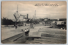 Postcard~ Unloading Of Lumber At Port~ St-Nazair, France picture