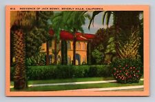 Linen Postcard Beverly Hills CA California Residence of Jack Benny picture