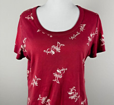 Disney Womens Top Minnie Mouse Graphics Short Sleeve Shirt Scoop Neck Red Size M picture
