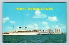 Port Everglades FL-Florida, Port Everglades Cruise ship, Vintage Postcard picture
