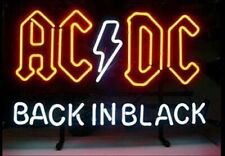 US STOCK AC DC Back in Black Neon Sign Vintage Style Room Gift Glass 17