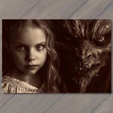 POSTCARD Girl Scary Monster Creepy Weird Unusual Nightmare Imaginary Friend Pet picture