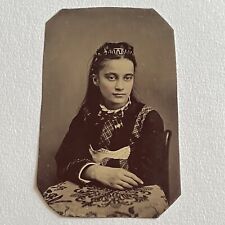 Antique Tintype Photograph Adorable Little Girl Teen Beautiful Affluent Attire picture