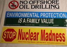 environmental Bumper Sticker lot of 3 no offshore oil drilling, stop nuclear picture