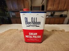 Vintage BLUE RIBBON Chrome & Metal Polish Qt Made USA Empty Can Only picture