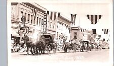COWBOY RODEO PARADE sheridan wy real photo postcard rppc wyoming main street picture
