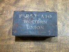 Vintage WESTERN UNION Metal Box FIRST AID KIT w Medical Contents  Pac-Kit Co USA picture