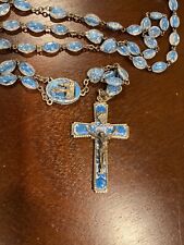 Vintage Rosary Lucite Blue Bubble Beads, Legatura Alpacca, Italy, c.1958 picture