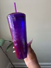 Fall 2021 Starbucks 24 Oz Cold Cup Tumbler Purple Pink Kaleidoscope Dome Lid 9” picture