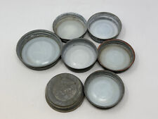 Lot of 7 Vintage Ball Canning Regular Jar Zinc Lids Caps Porcelain Glass Liners picture