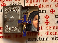 RARE VINTAGE St There Jesus I. Crucifix / RELIC : Special enamelled cross & box picture