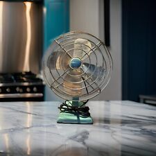 WORKING Vintage 1960's Eskimo Turquoise Table Top Model 101004 Oscillating Fan picture